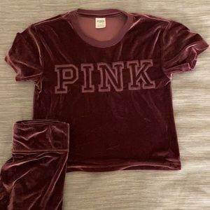 VS Pink velvet leggings set